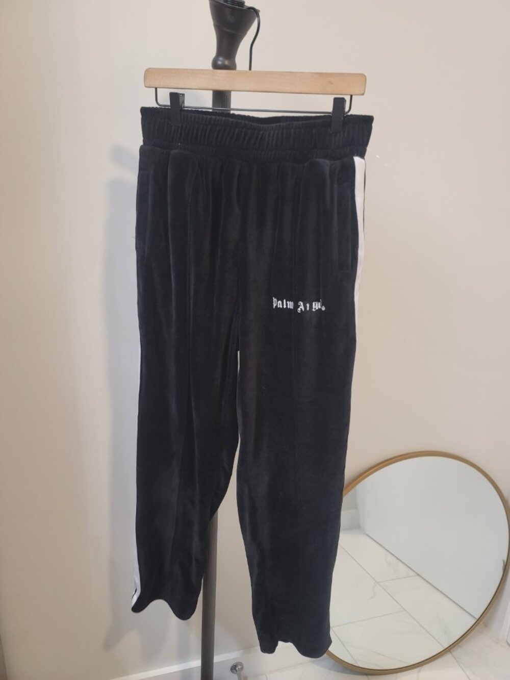 Palm Angels Velour Track Pants Size Large Black